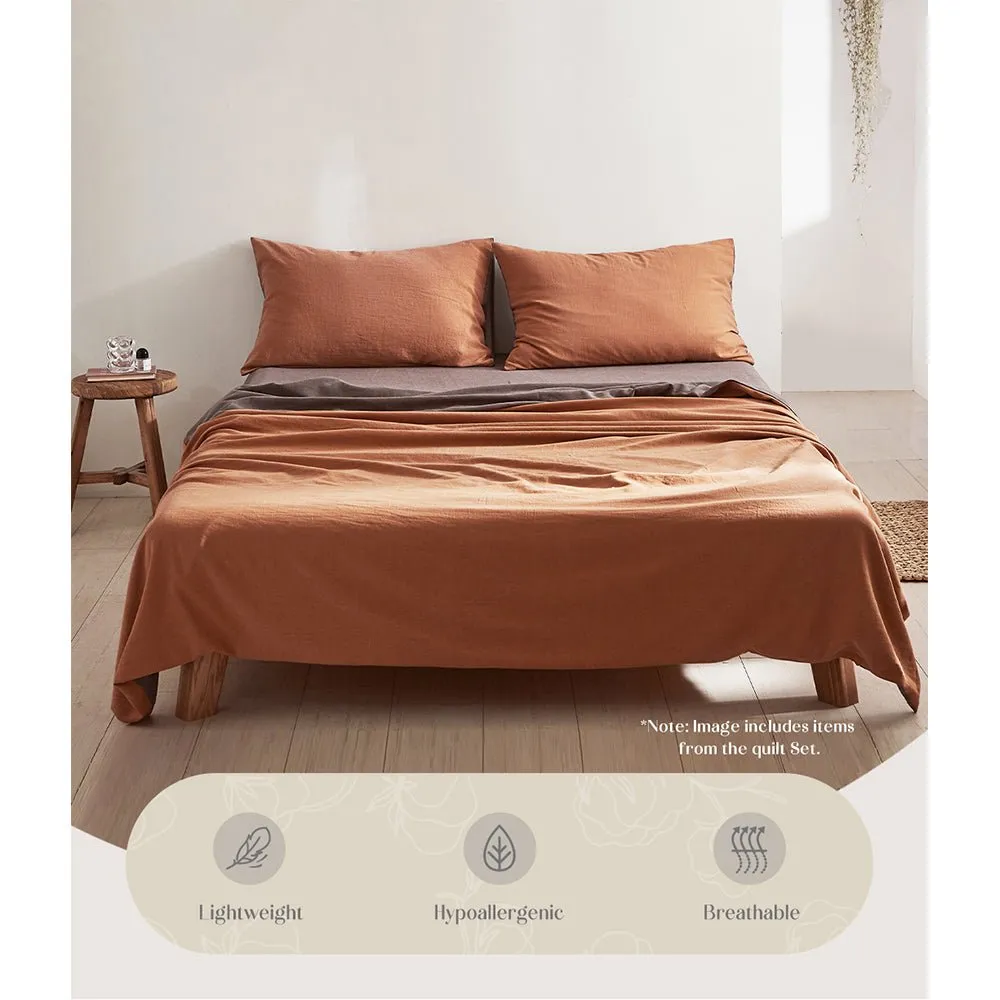 Deluxe Sheet Set Cotton Sheets Single Orange Brown