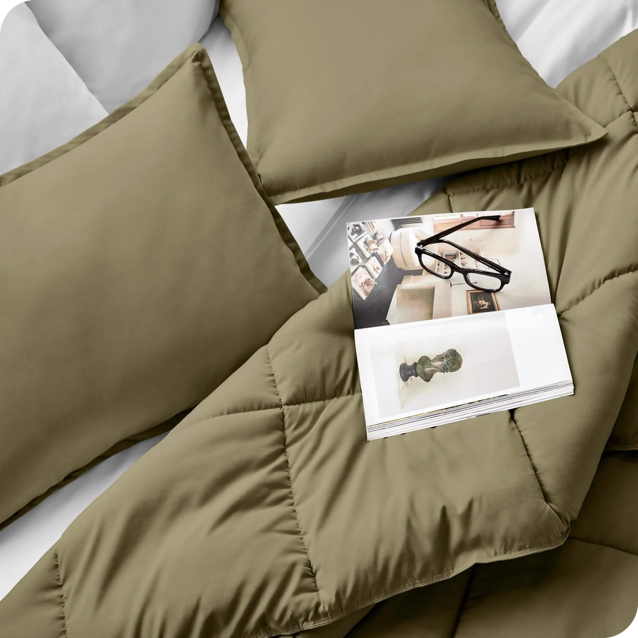 Down Alternative Box Stitch Comforter Set - Oversized Queen