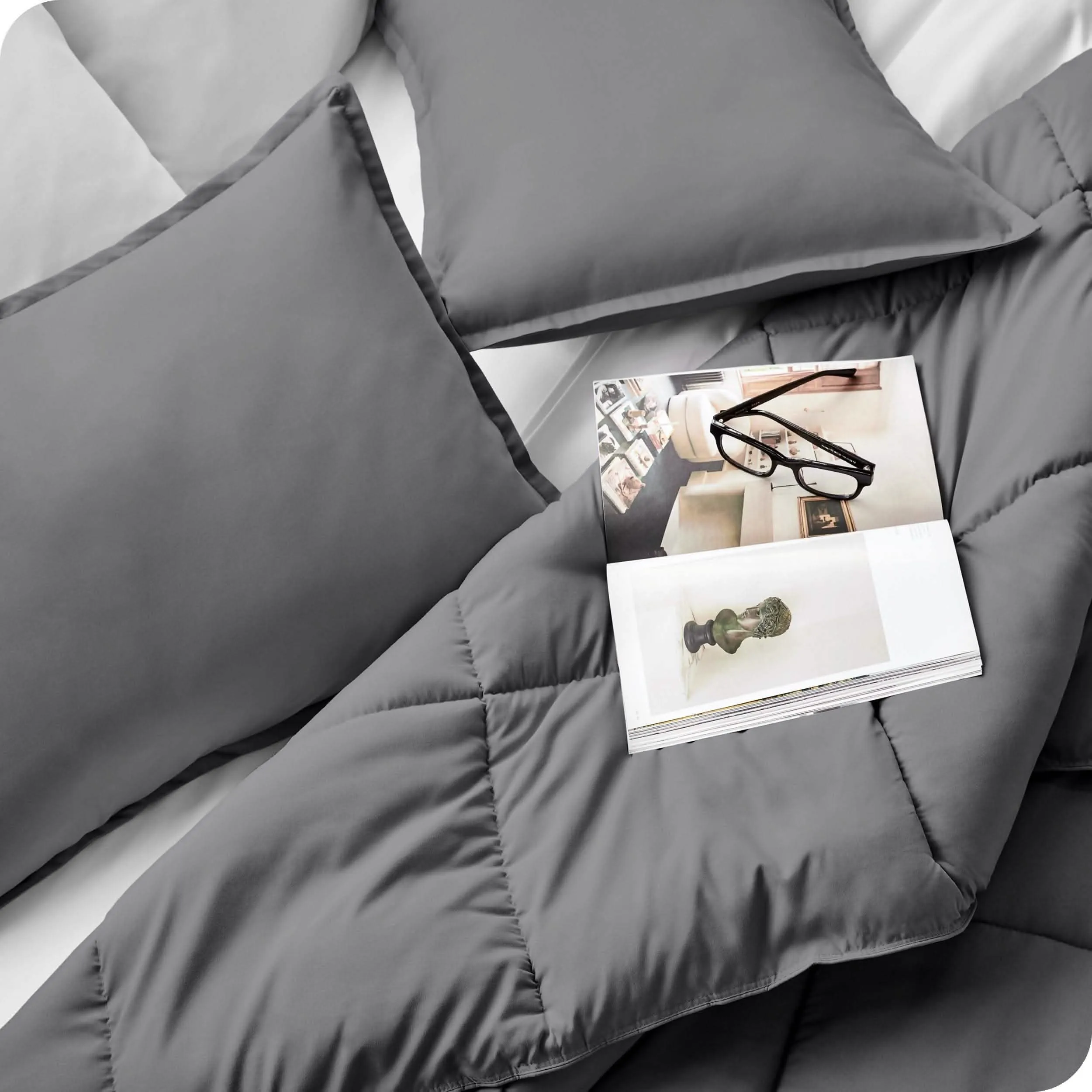 Down Alternative Box Stitch Comforter Set - Oversized Queen