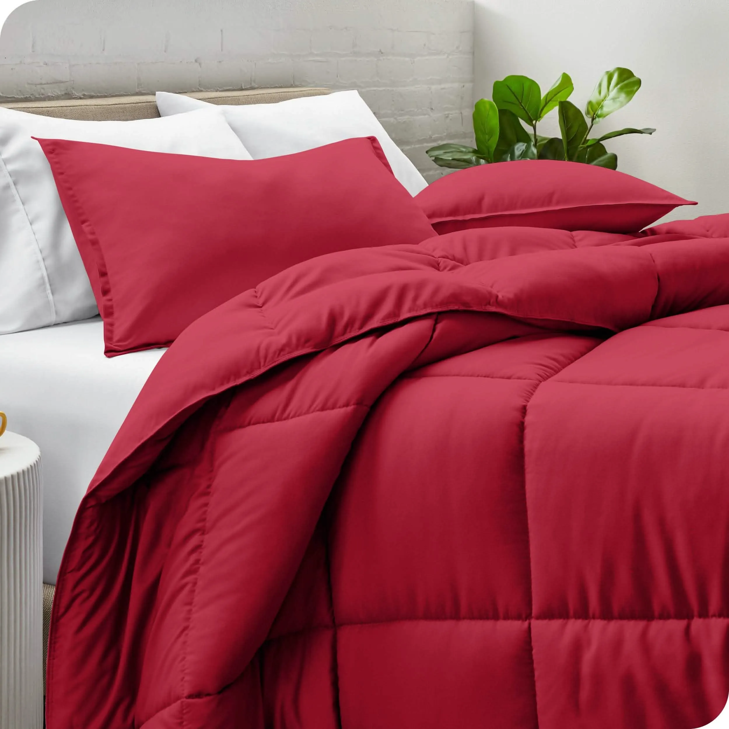 Down Alternative Box Stitch Comforter Set - Oversized Queen