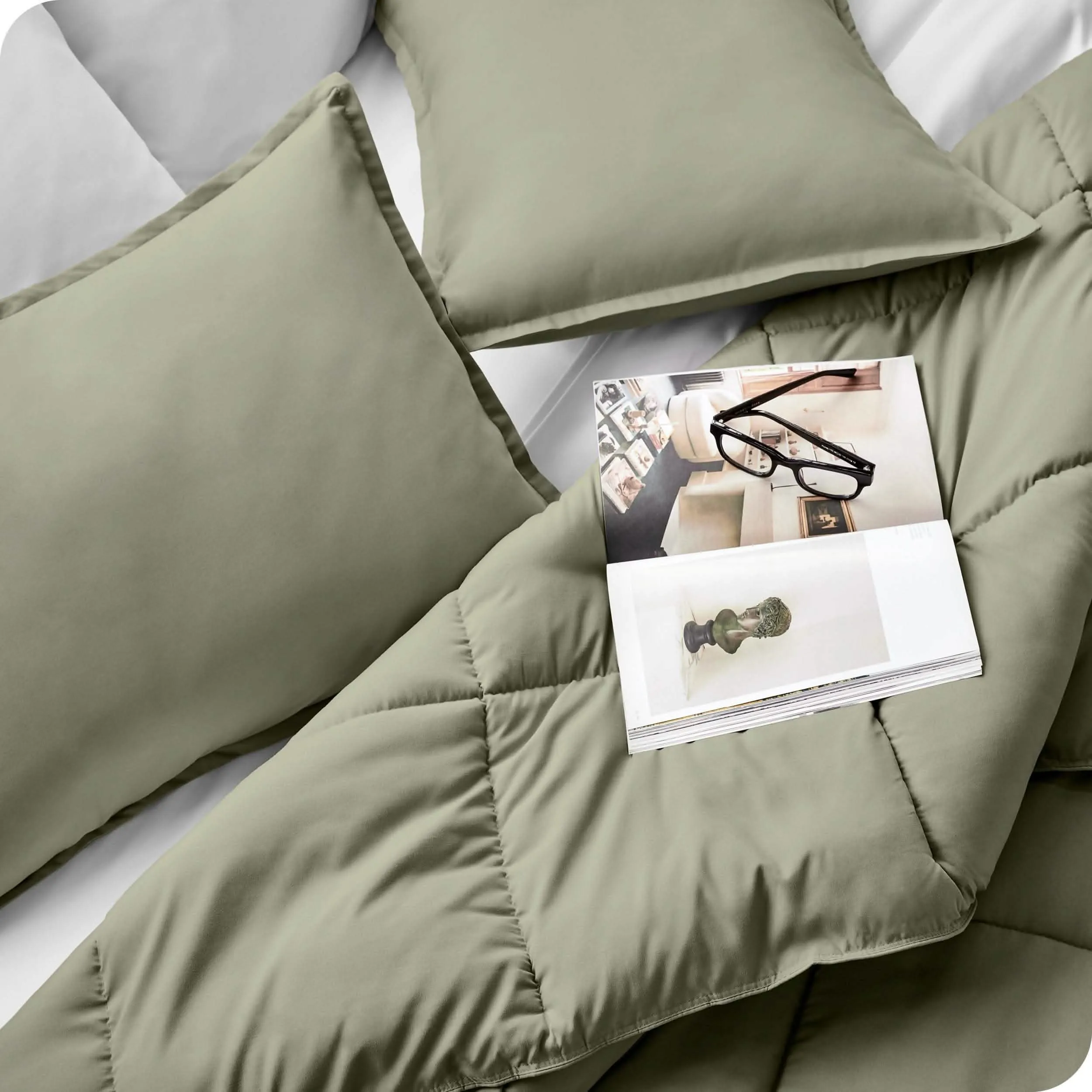 Down Alternative Box Stitch Comforter Set - Oversized Queen