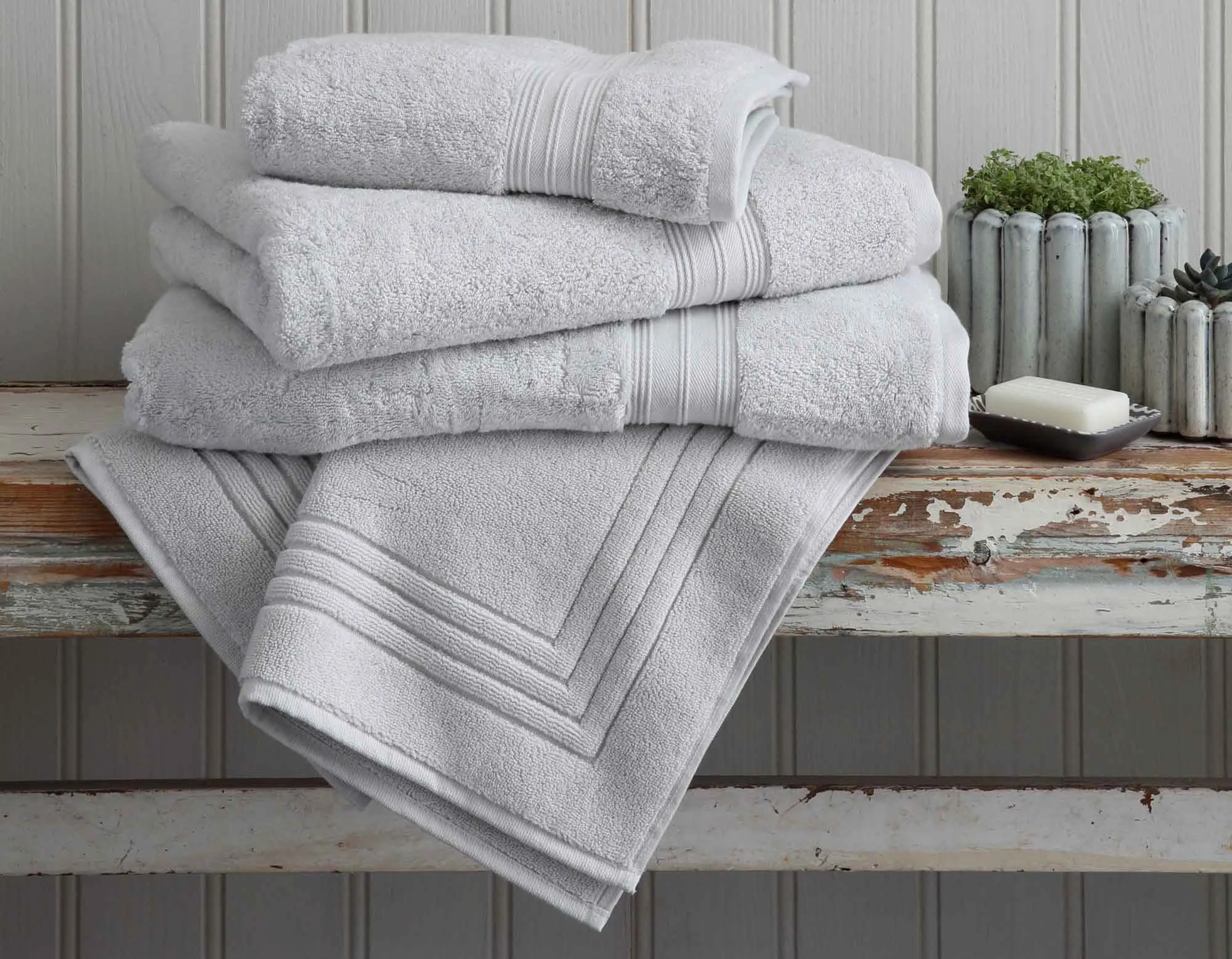 Egyptian Cotton Bath Sheet Pair - Pearl Grey