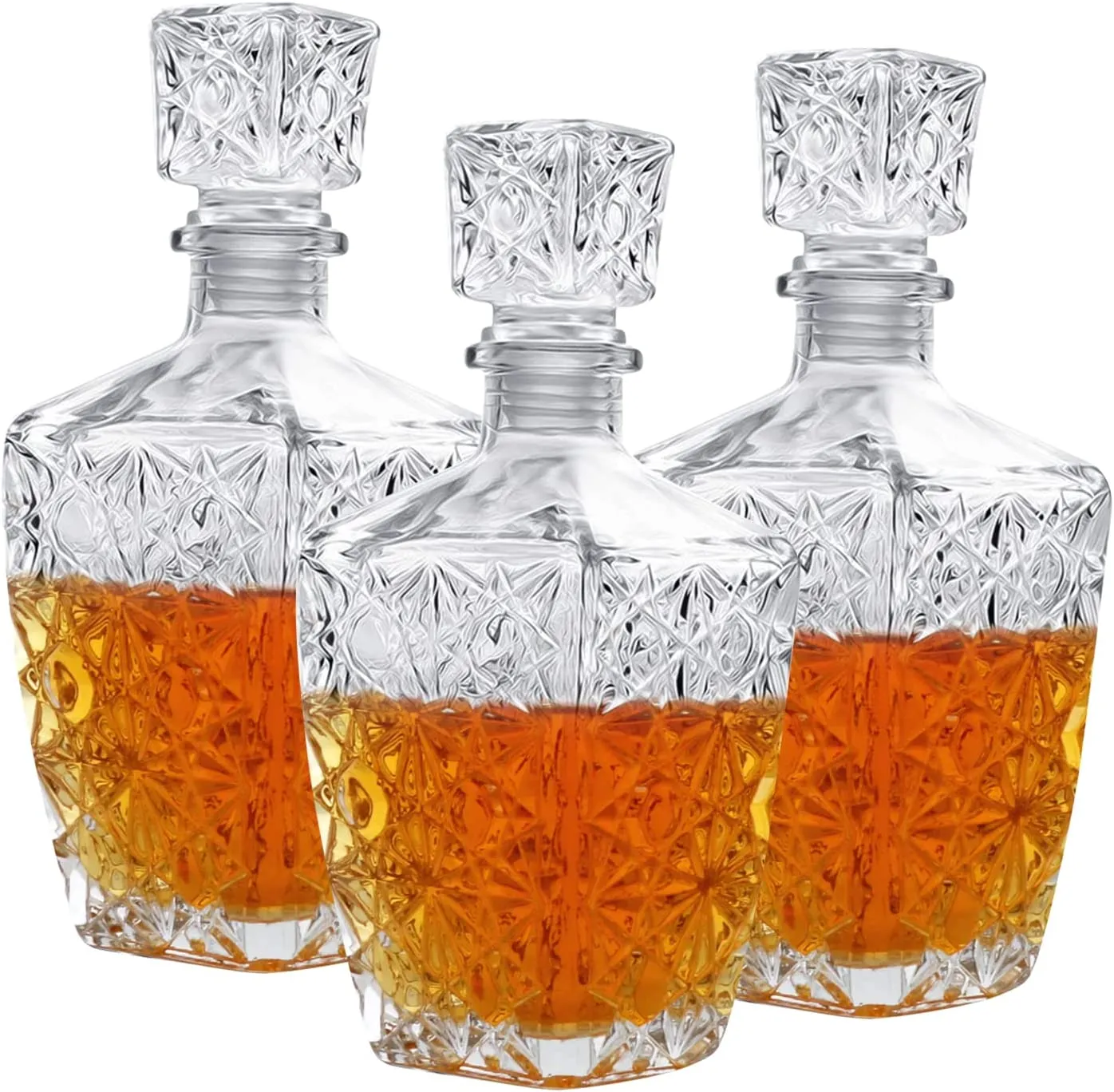 EK CHIC HOME Glasses Decanter, 26 oz Diamond Pattern