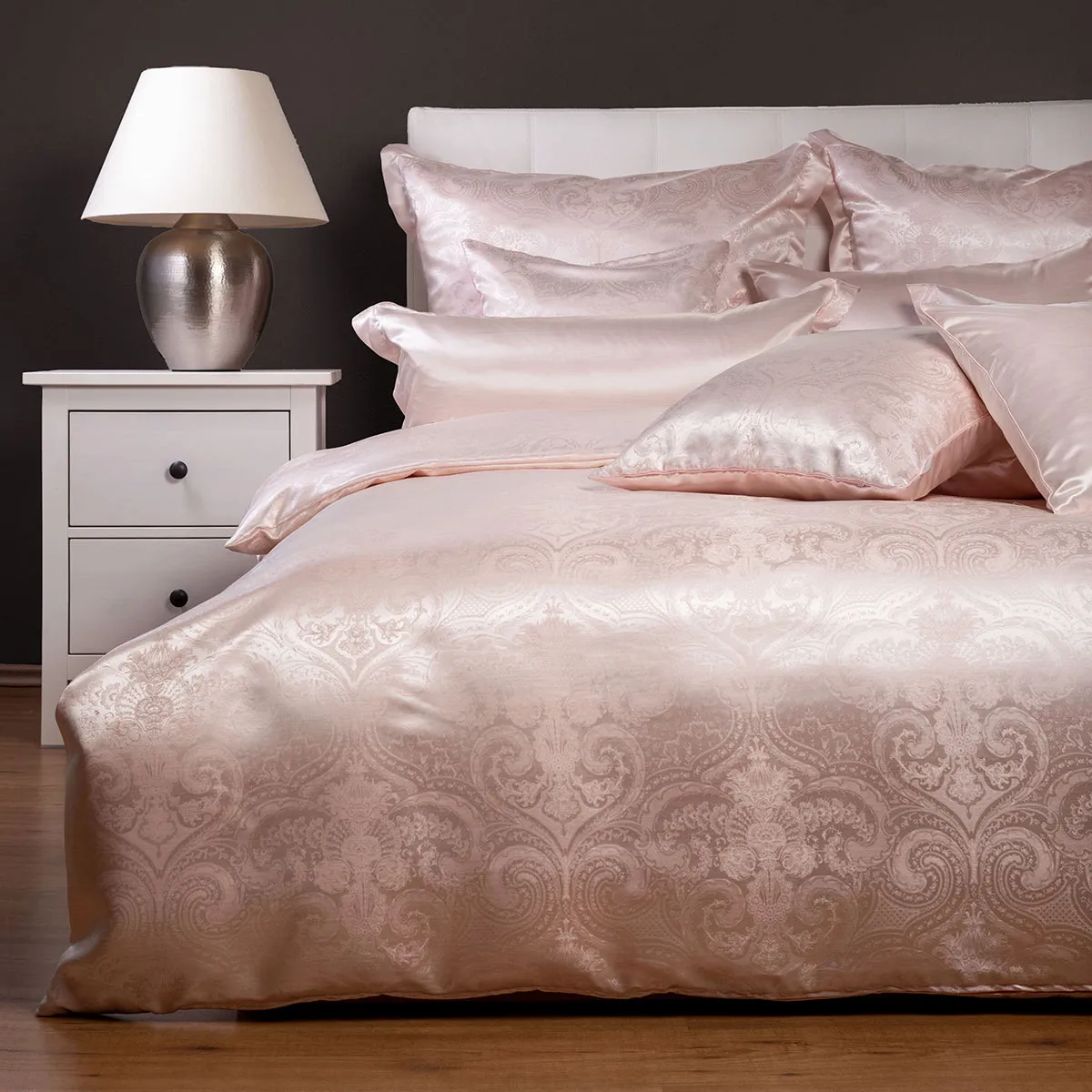 Ela Rose Pink Pure Mulberry Silk Complete Bed Set