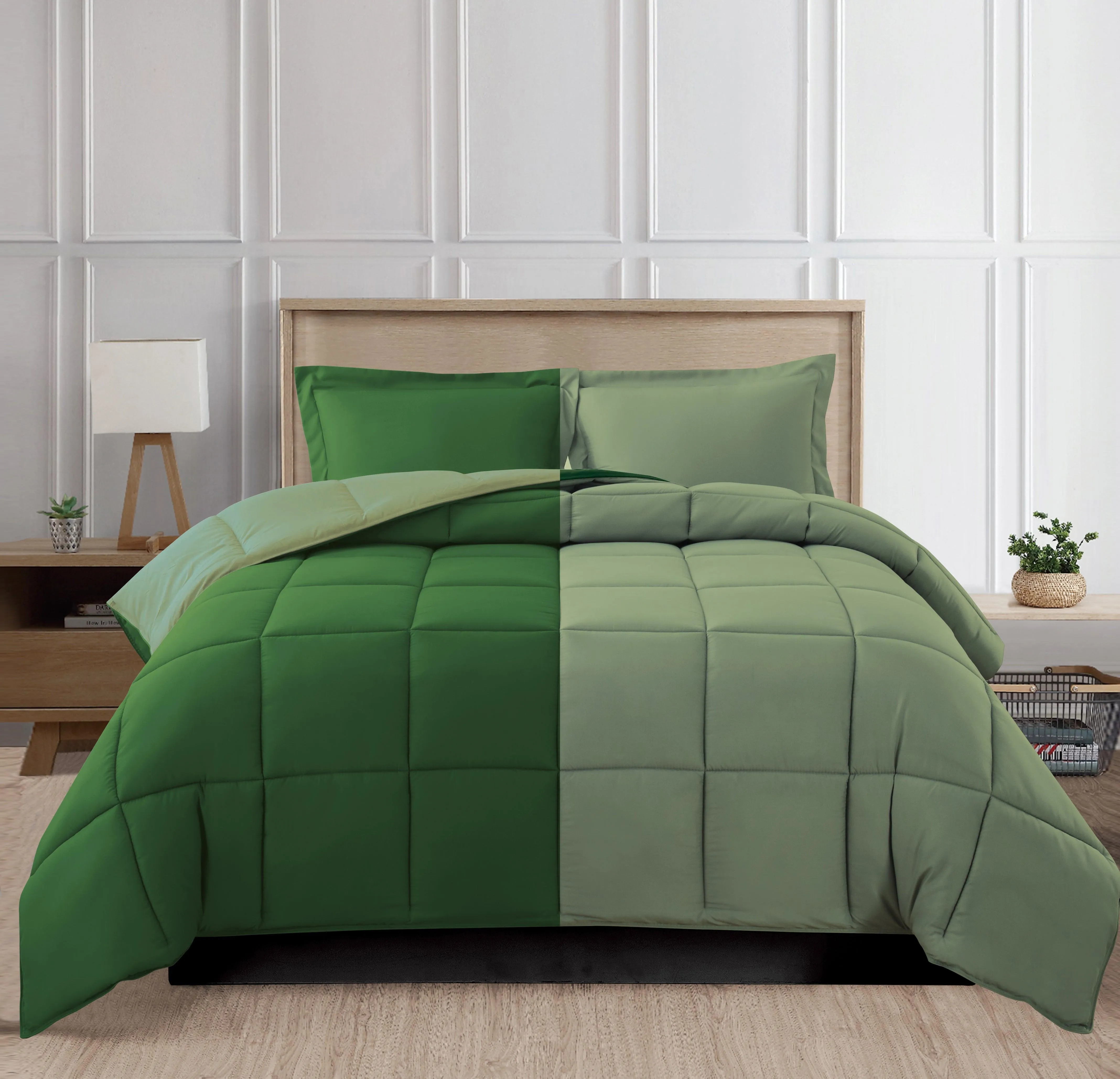 Elegant Comfort Reversible 3-Piece Box Stitched Comforter & Shams - Duvet Insert with 4 Corner Tabs