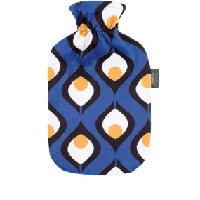 Fashy Hot Water Bottle With Removeable Cover Blue Retro Style