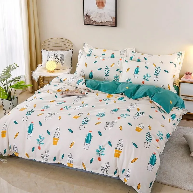 Floral Cactus Succulent Green Matching Bedding Set