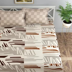 Florida 180 TC Cotton King Size Bedsheet for Double Bed with 2 Pillow Cover Size (228 X 275 Cm) Pillow (46X69) Cm Beige Color