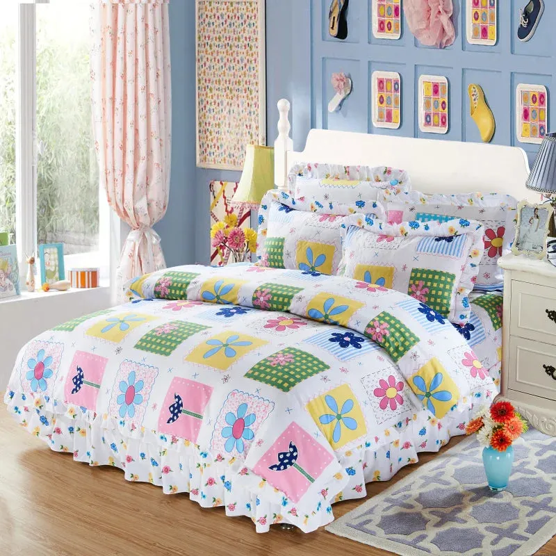 FLYTONN Cotton Soft Bedclothes Queen King size Bedding Sets Quilted Thick Bed spread Duvet Cover Bed Sheet set Pillowcase 4/6Pcs