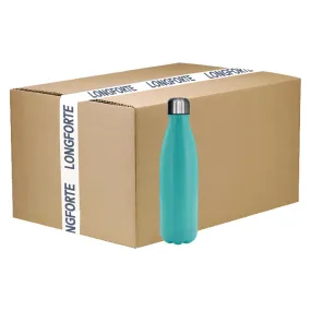 FULL CARTON - 50 x Bowling Double Walled Stainless Steel Water Bottle - COLOURED - 500ml - Aqua