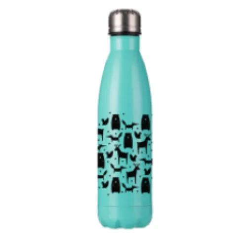 FULL CARTON - 50 x Bowling Double Walled Stainless Steel Water Bottle - COLOURED - 500ml - Aqua