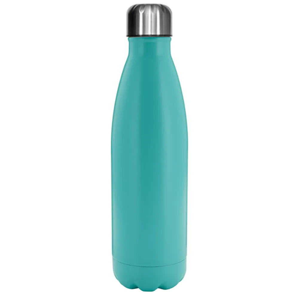 FULL CARTON - 50 x Bowling Double Walled Stainless Steel Water Bottle - COLOURED - 500ml - Aqua