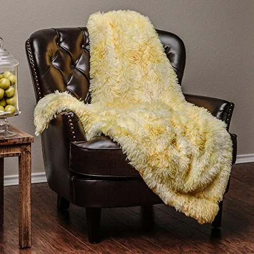 Fur Sherpa Throw BlanketSuper Soft Shaggy Fuzzy Fluffy Elegant  (50" x 65")