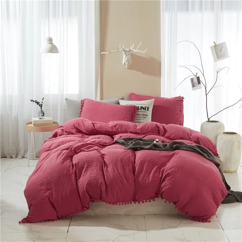 Furball Tassel Duvet Cover Set