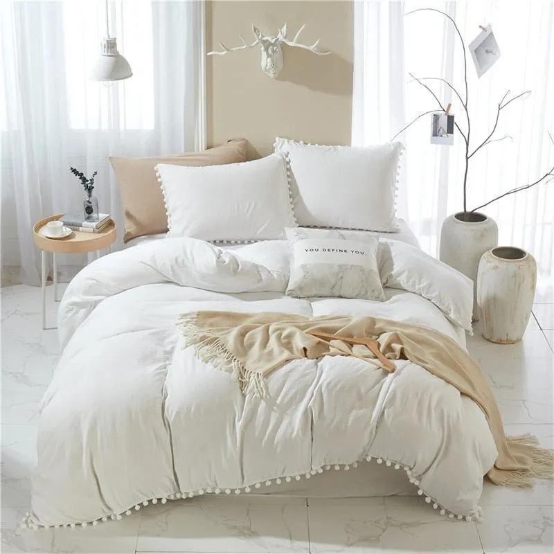 Furball Tassel Duvet Cover Set