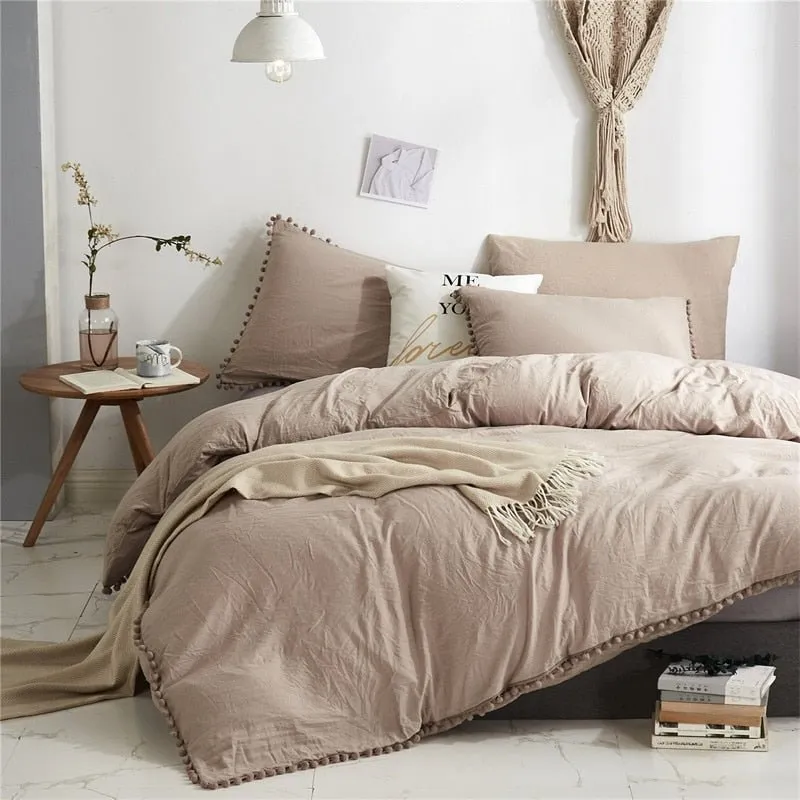 Furball Tassel Duvet Cover Set