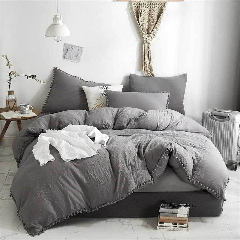 Furball Tassel Duvet Cover Set