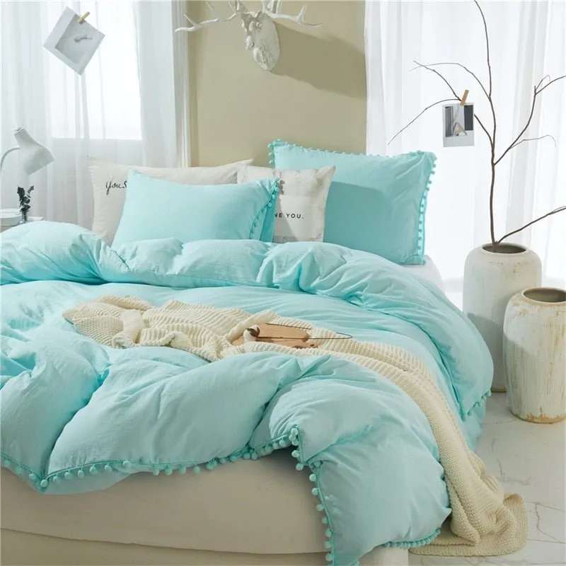 Furball Tassel Duvet Cover Set