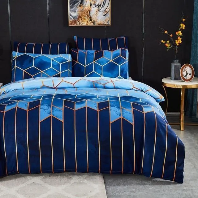 Geometric Plaid Gilt Duvet Cover Set Nordic King Size Bedding Sets Double Queen Quilt Covers Pillowcase (No Bed Sheet)