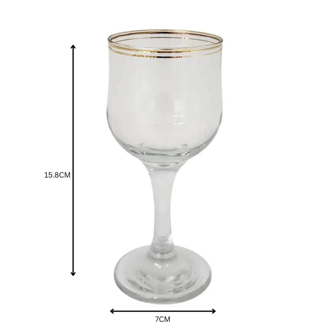 Gold Rim Glass Tumbler 200ml White Wine 6pack