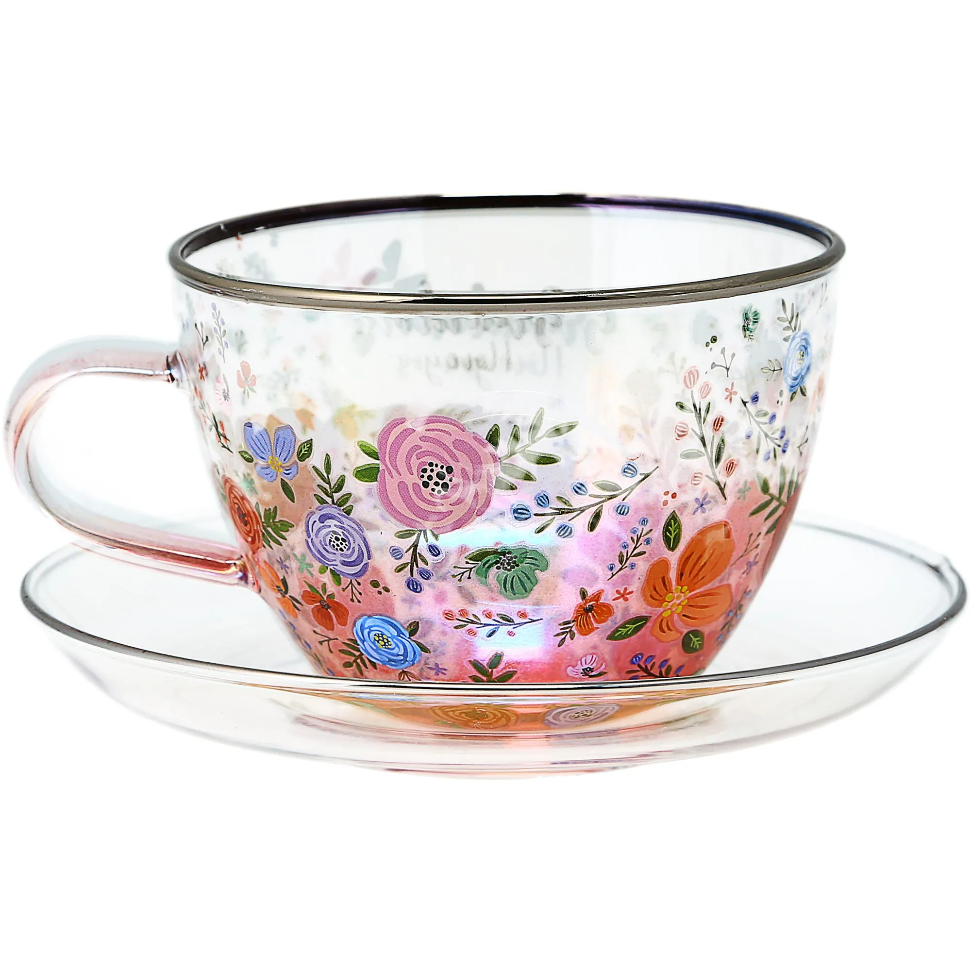 Grandma 7 oz Glass Teacup and Saucer