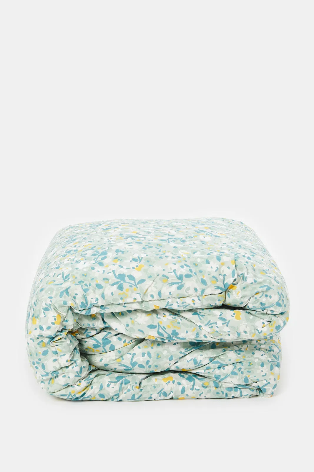 Green Floral Printed Comforter Set (Single Size)