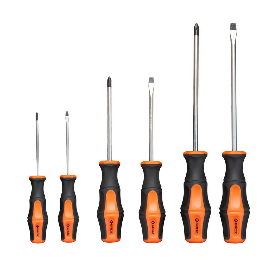 GROZ SCDR/R/6/ST Chrome Vanadium Screwdrivers Set (6-Piece)