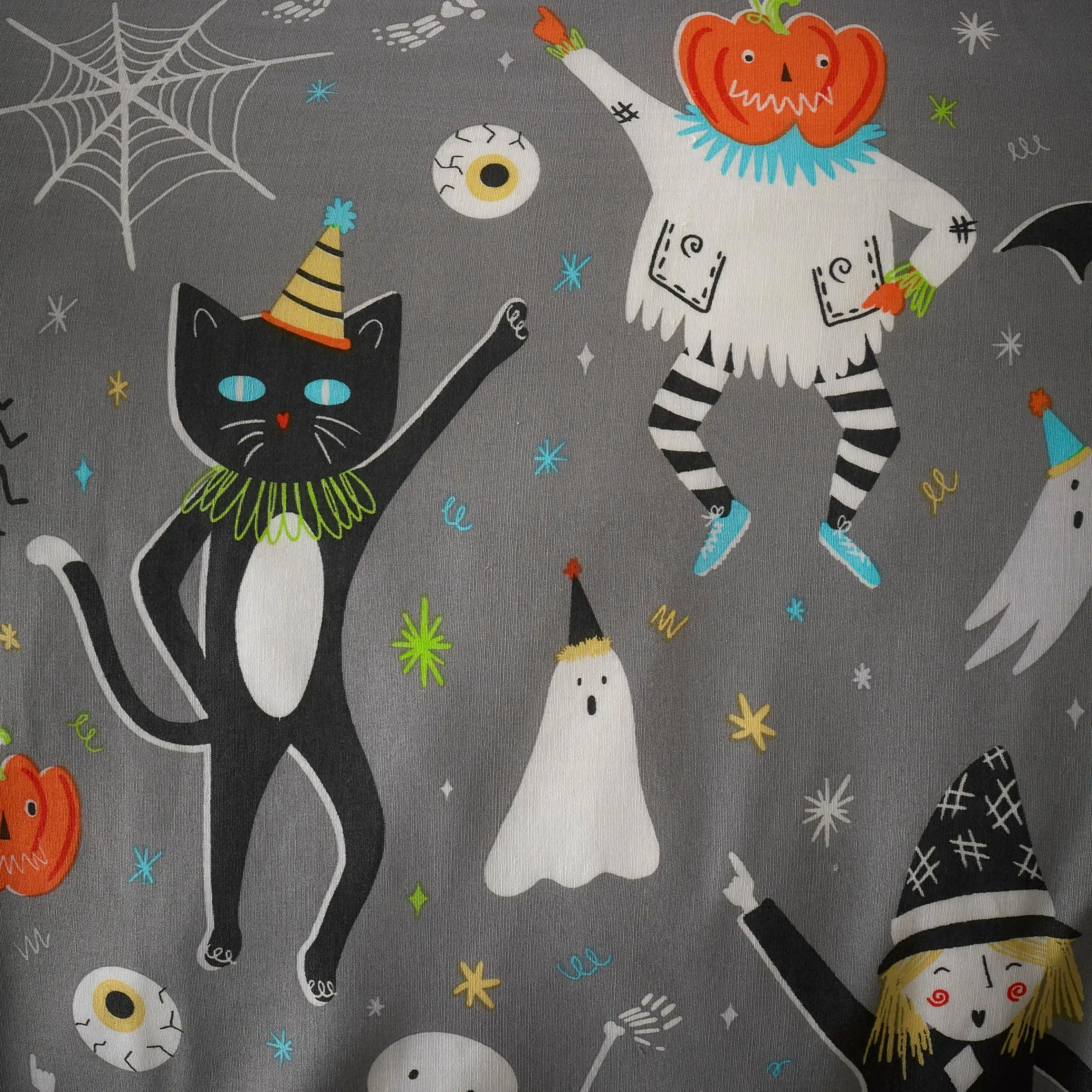 Halloween Party Glow in the Dark Duvet Cover Set by Bedlam in Grey