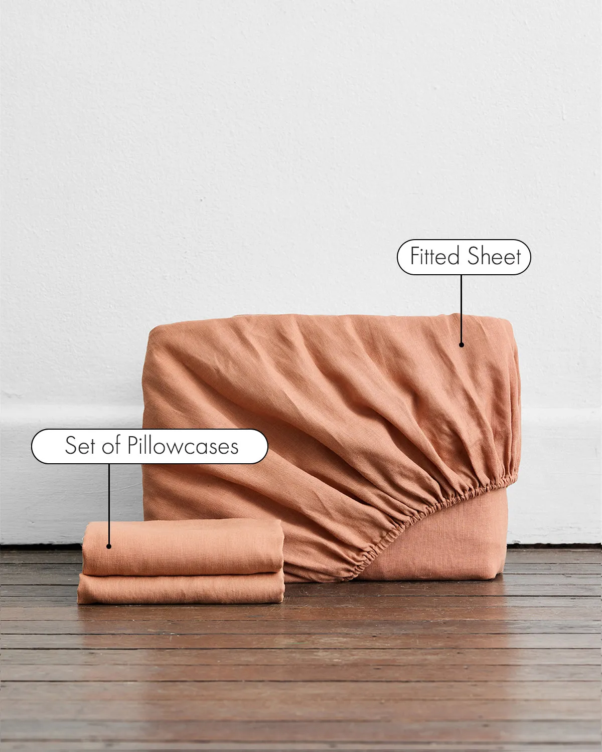 Hazelnut 100% French Flax Linen Fitted Sheet Set