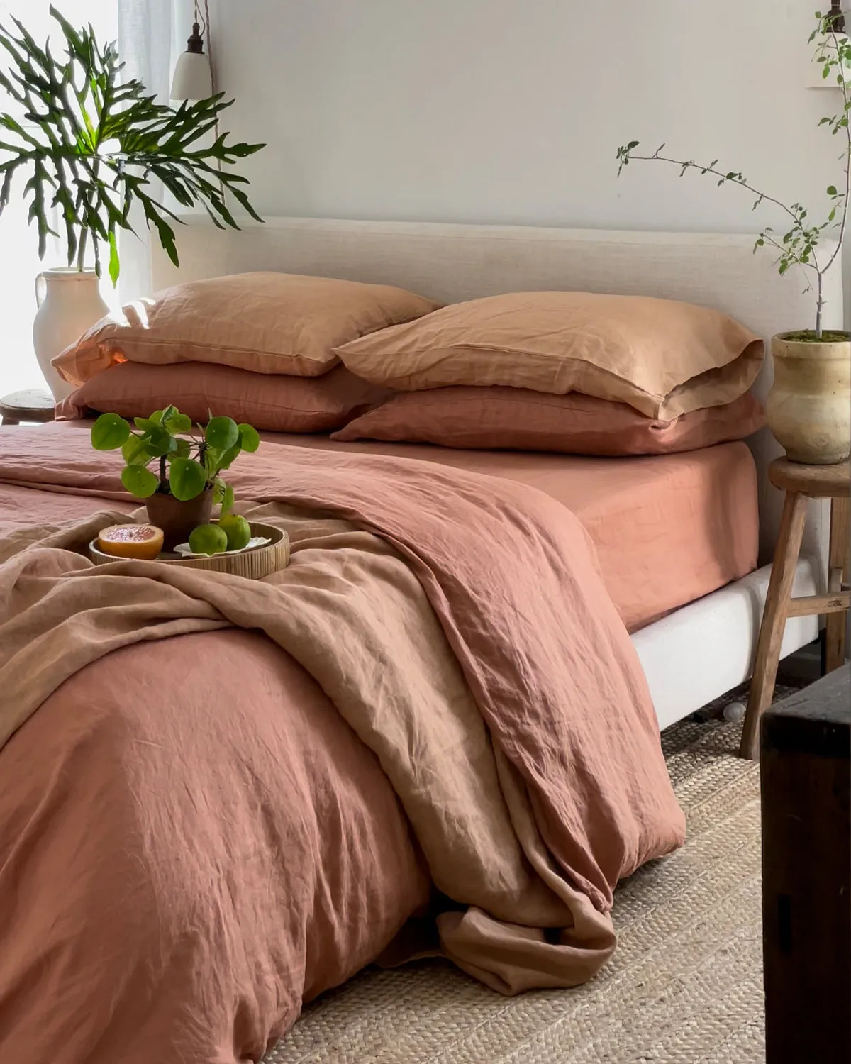 Hazelnut 100% French Flax Linen Fitted Sheet Set