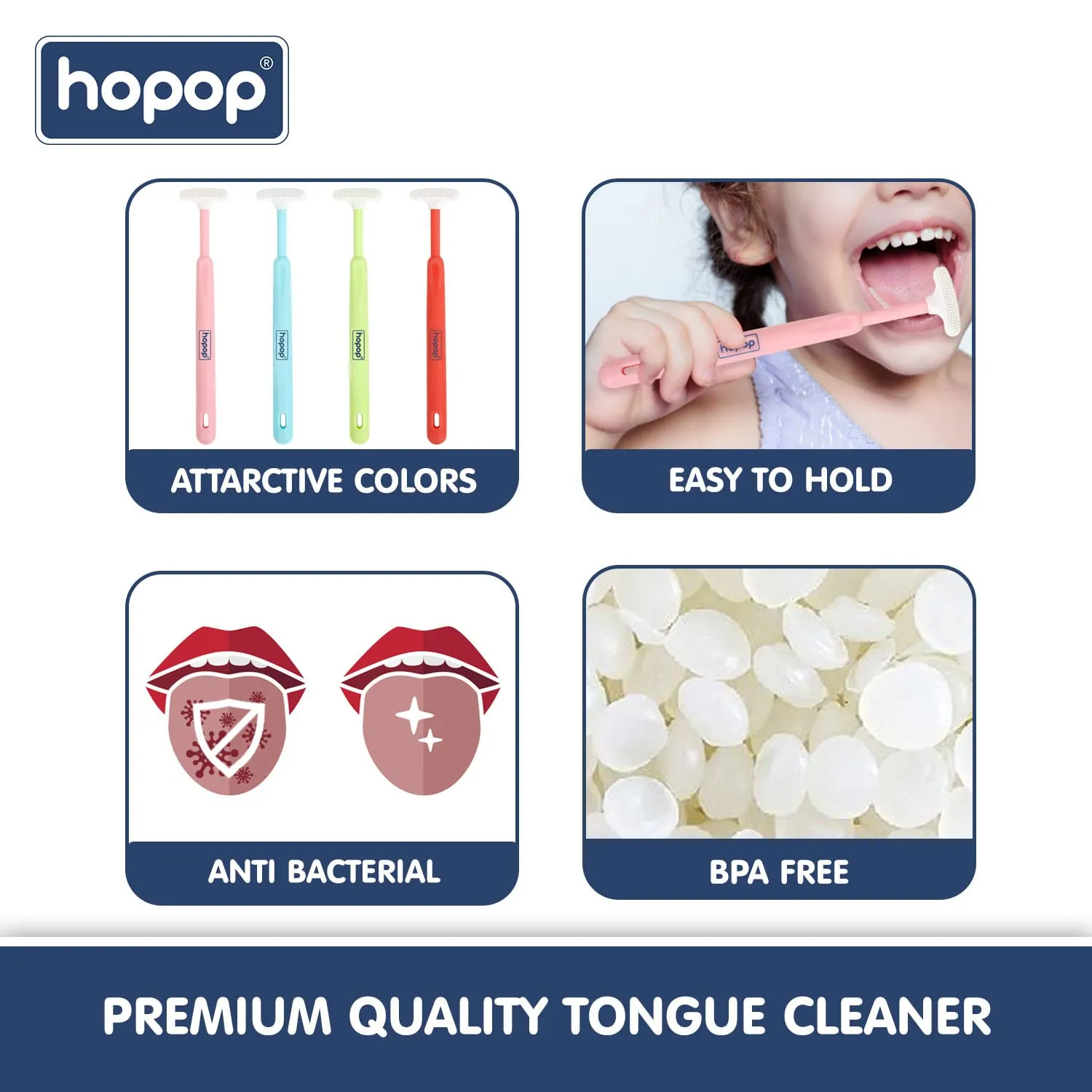 Hopop Soft & Gentle Tender Tongue Cleaner For Babies - Green 6m 