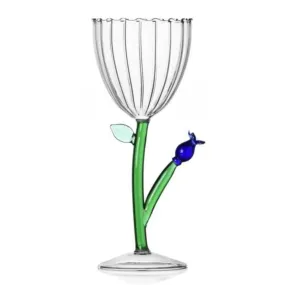 Ichendorf Botanica optical stemmed glass blue flower by Alessandra Baldereschi