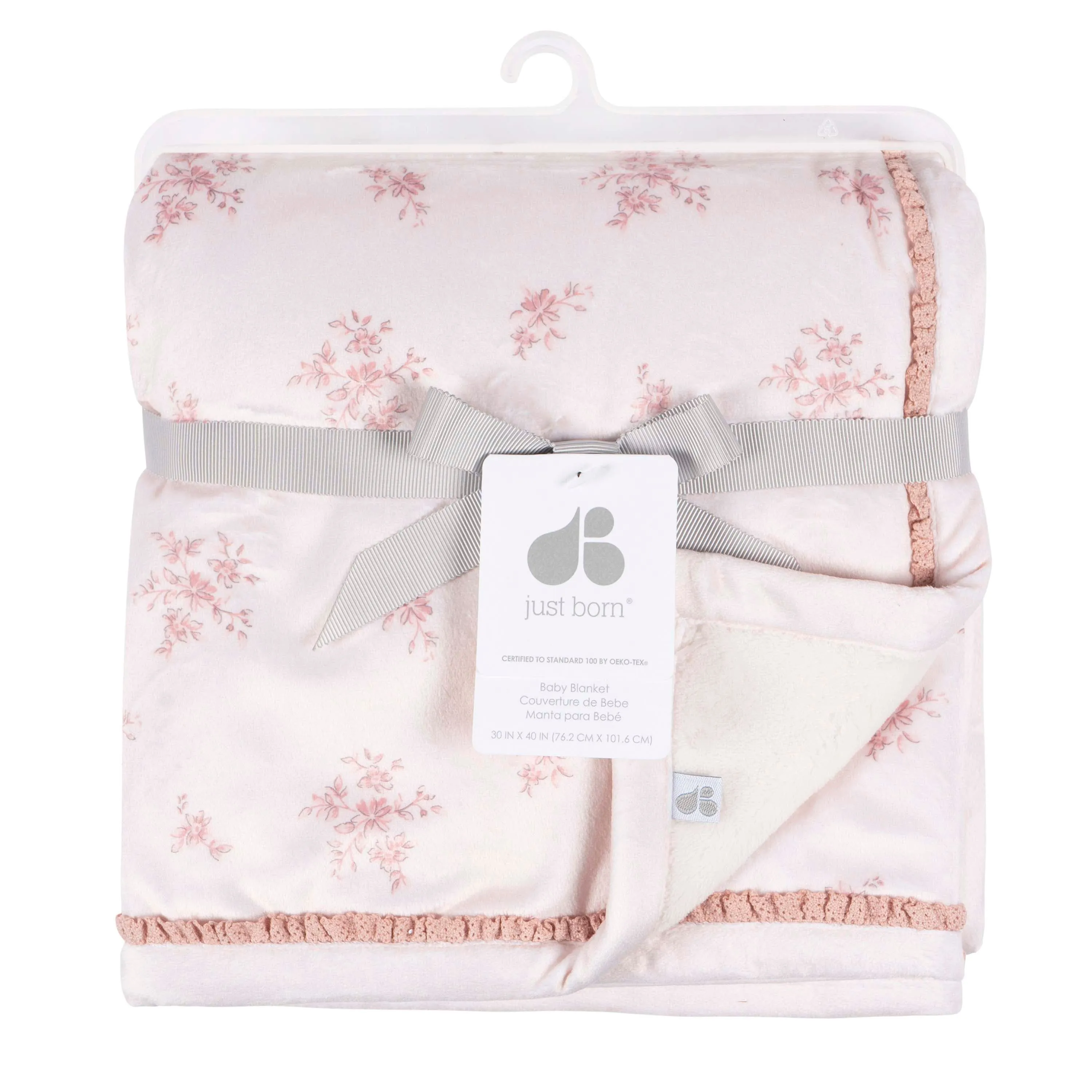 Just Born by Gerber Baby Girl 1-Pack Blanket - PINK FLORAL