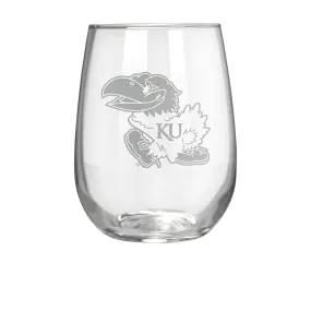 Kansas Jayhawks 17 oz. Stemless Wine Glass