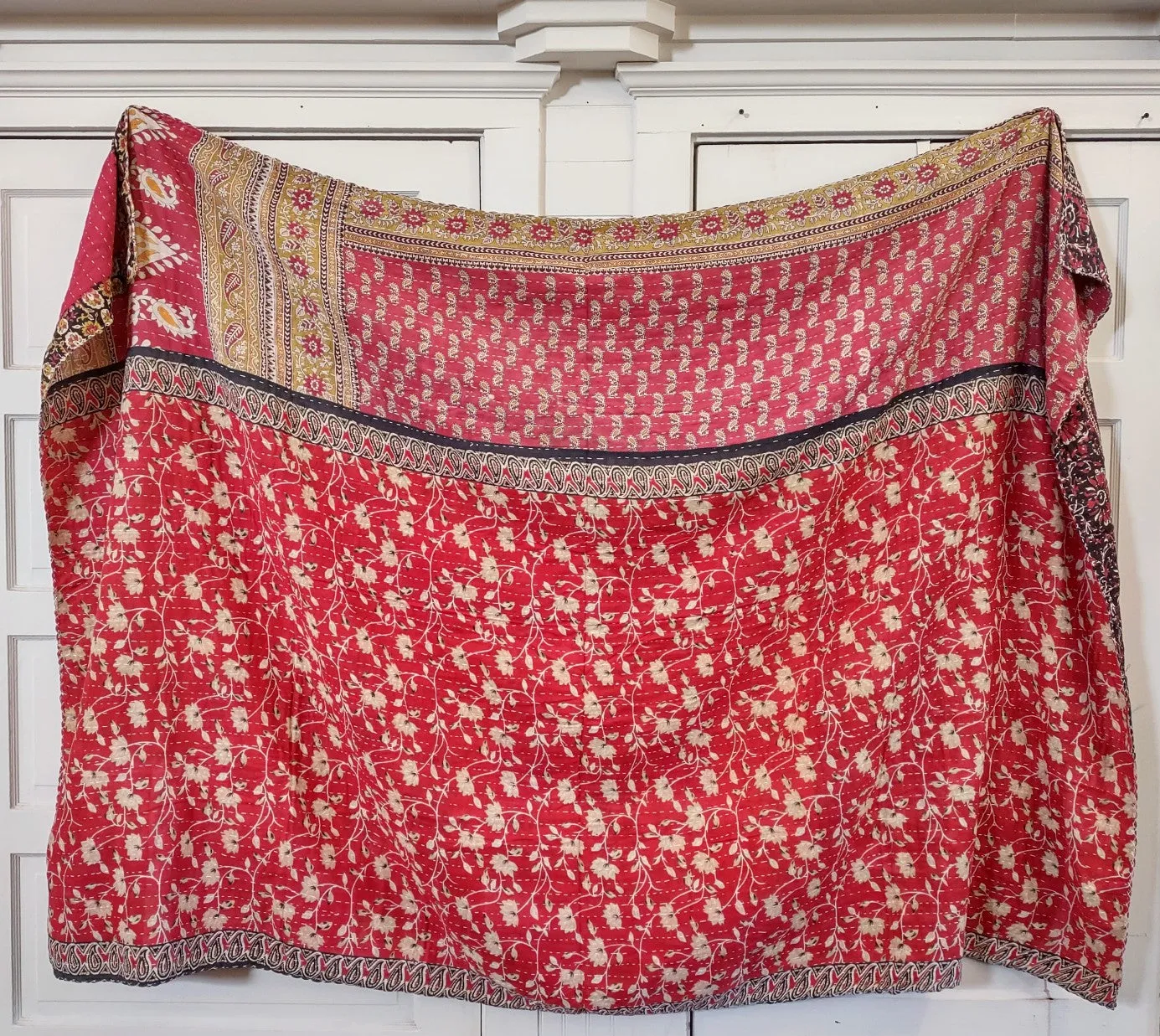 Kantha Sari Throw Blanket #1462