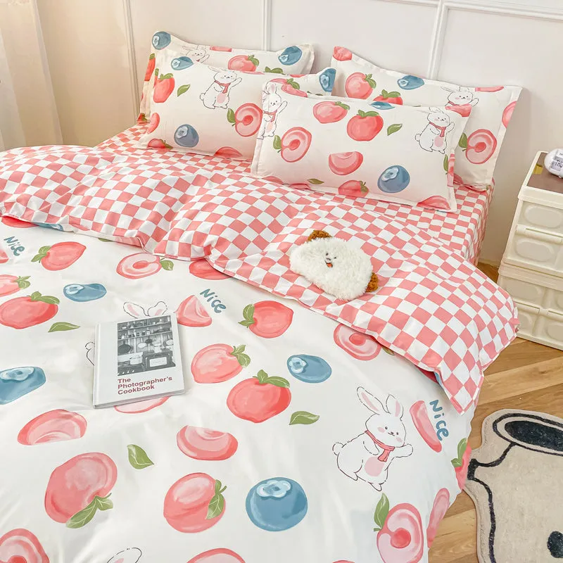 Kawaii Pastel Peach Bunny Bedding Set