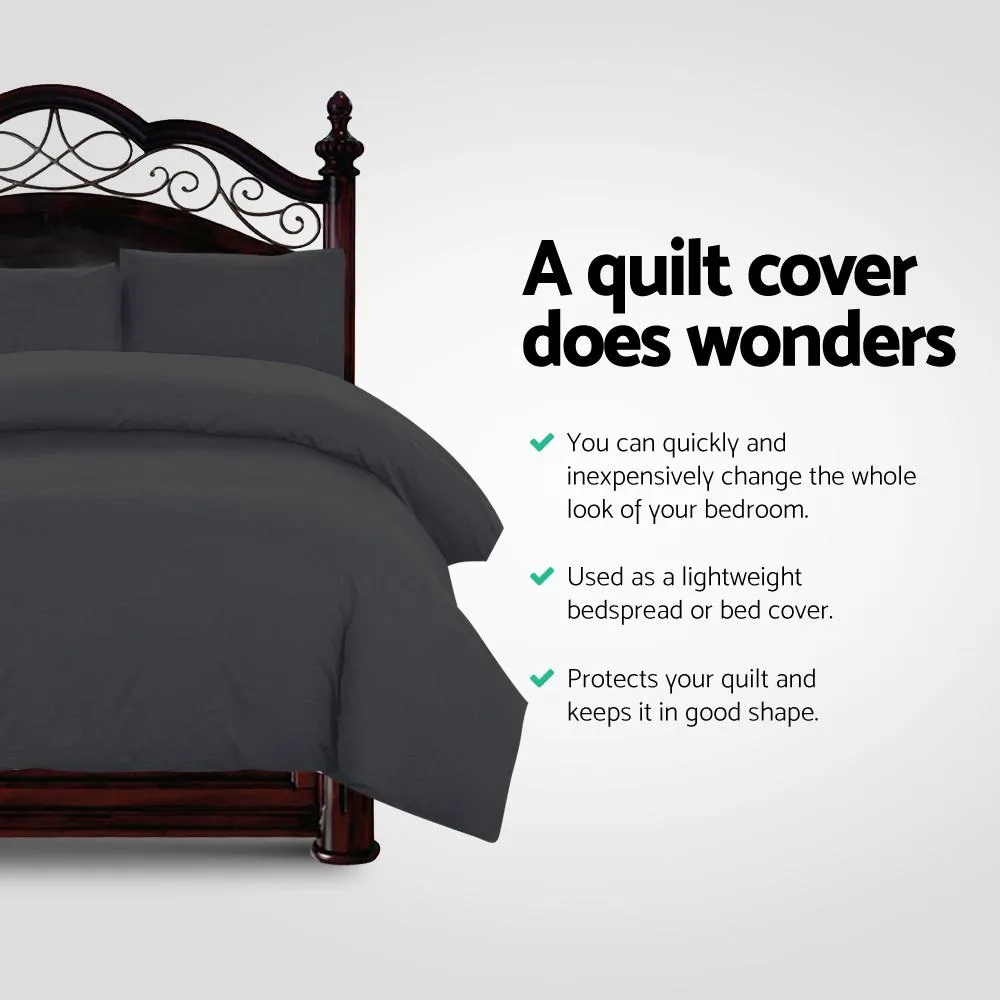 King Size Classic Quilt Cover Set - Black