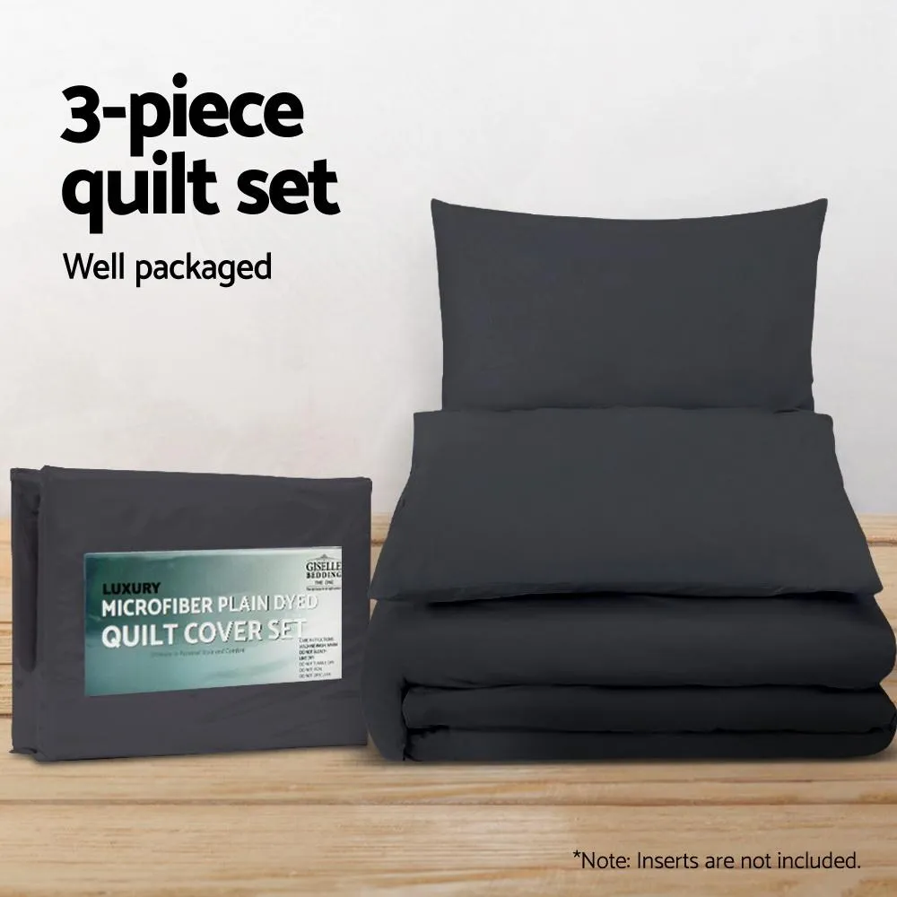 King Size Classic Quilt Cover Set - Black