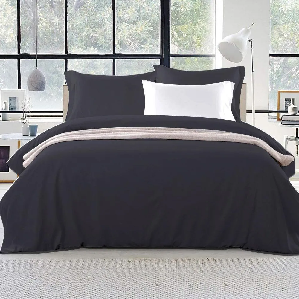 King Size Classic Quilt Cover Set - Black