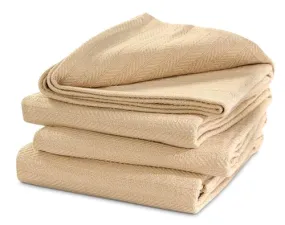 KOSTORICA Geometric Stripe Weave Soft & Cozy Cotton Thermal Queen Standard Size Blanket for Bedding and All Season (Cream Tan Beige - 90x90 Inches, Pack of 1 Pc)