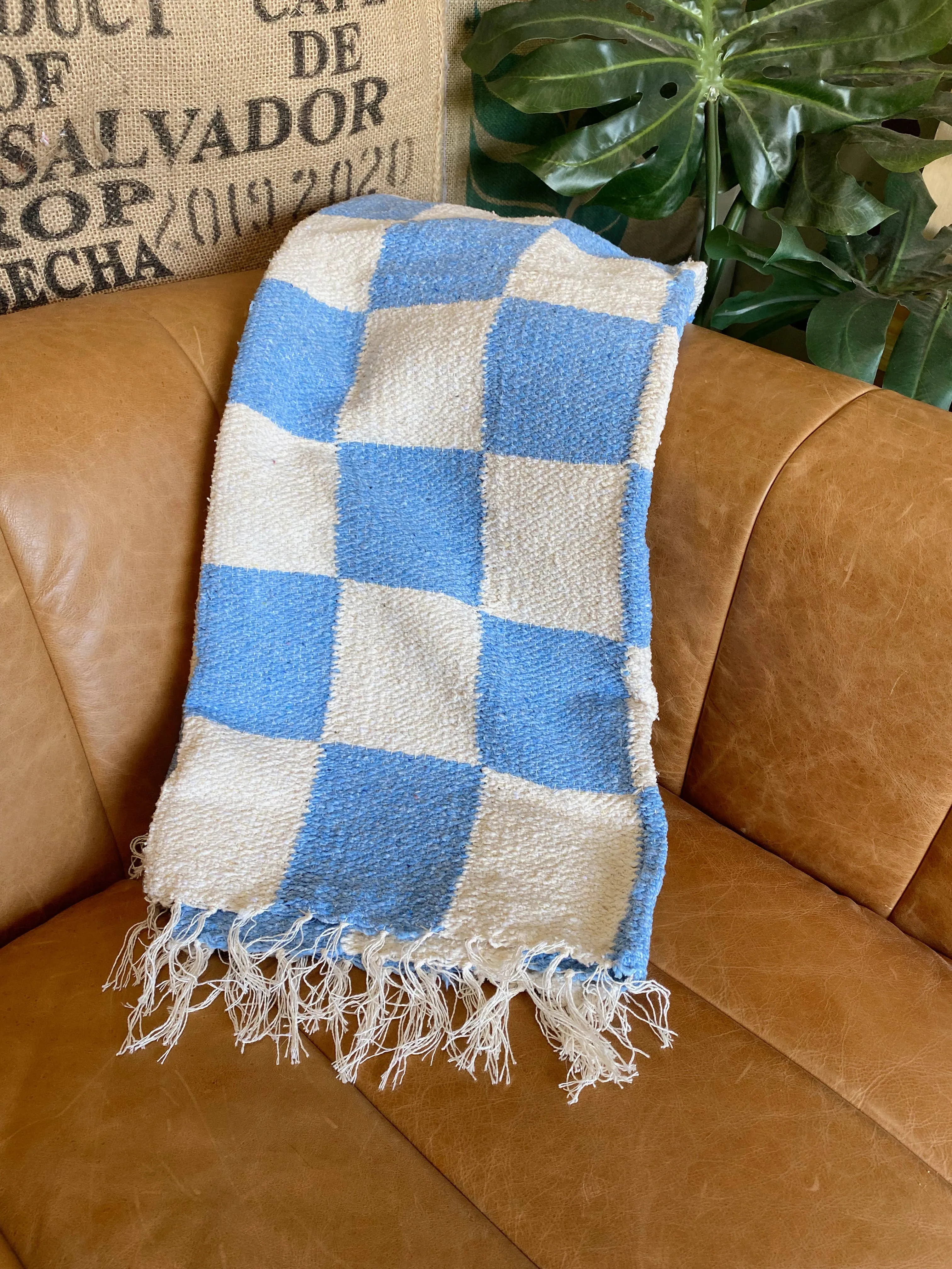 Laguna Heavyweight Checker Throw - Blue