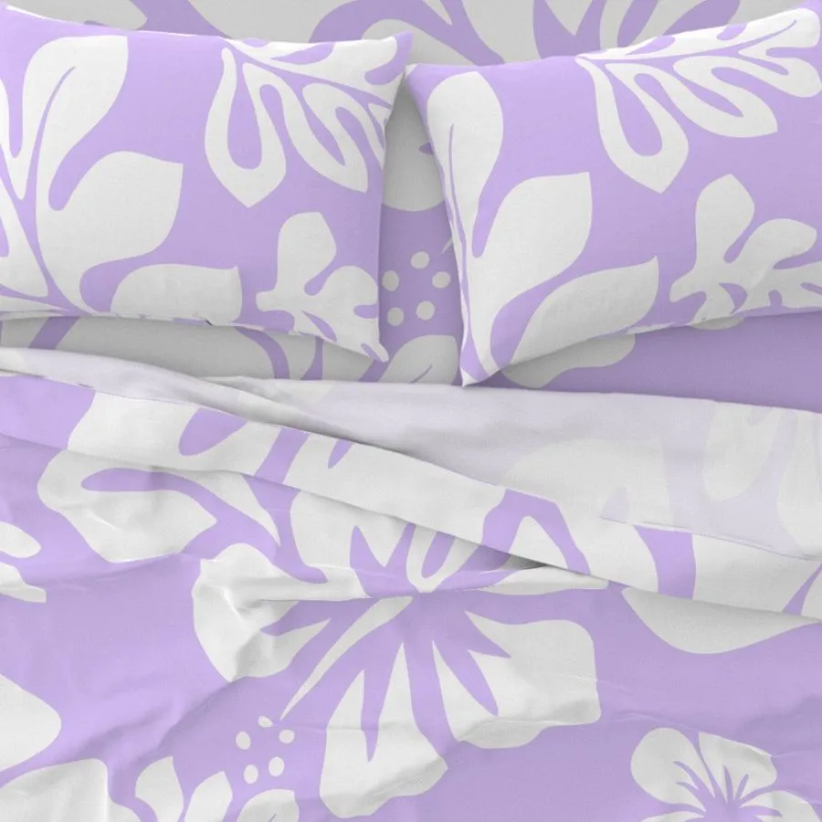 Lavender Hawaiian Flowers Sheet Set from Surfer Bedding™️ Large Scale