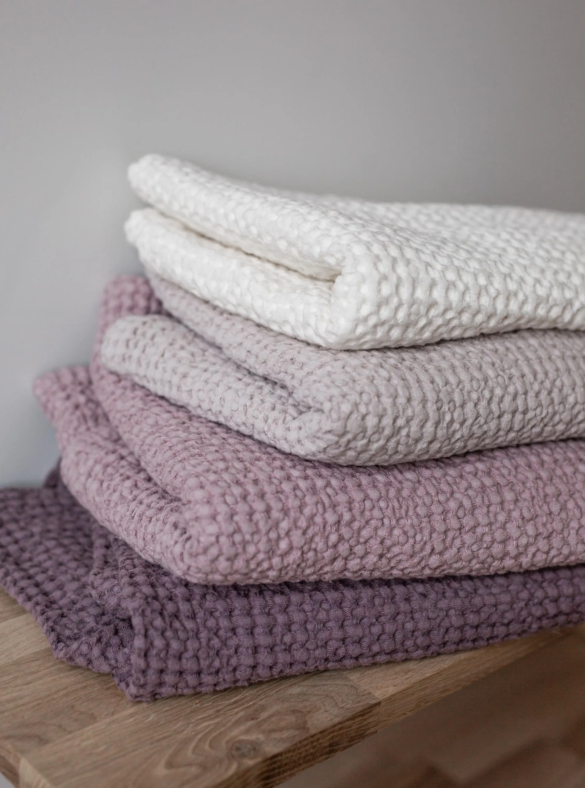 Linen Waffle Bath Towel - Dusty Rose