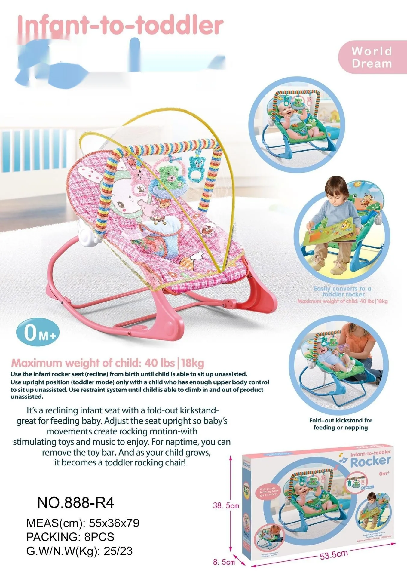 LovelyRLovely Baby Portable Foldable Rocking Bed With Mosquito Net