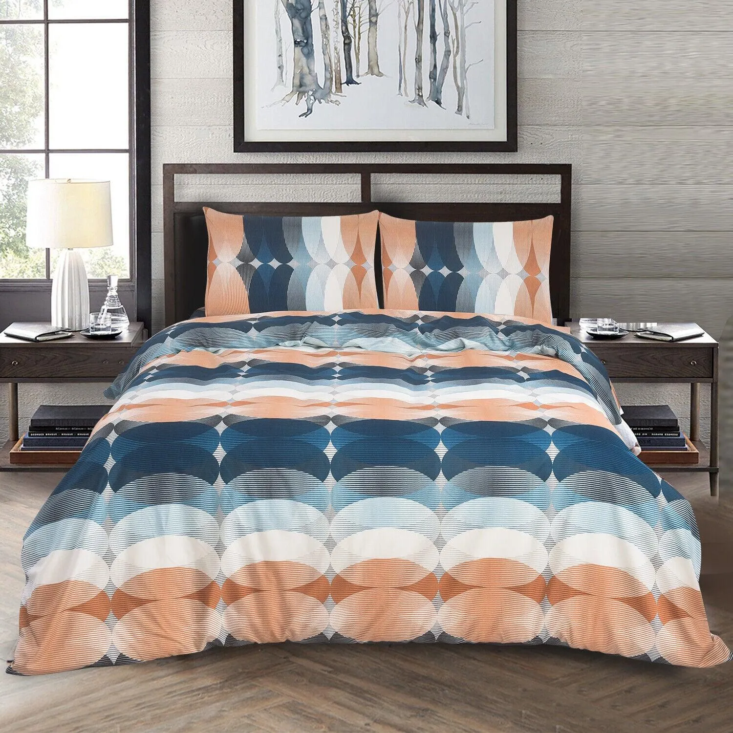 Luxury 4 Piece Duvet Covers Set-Scandi Geo Breeze Quilt Cover