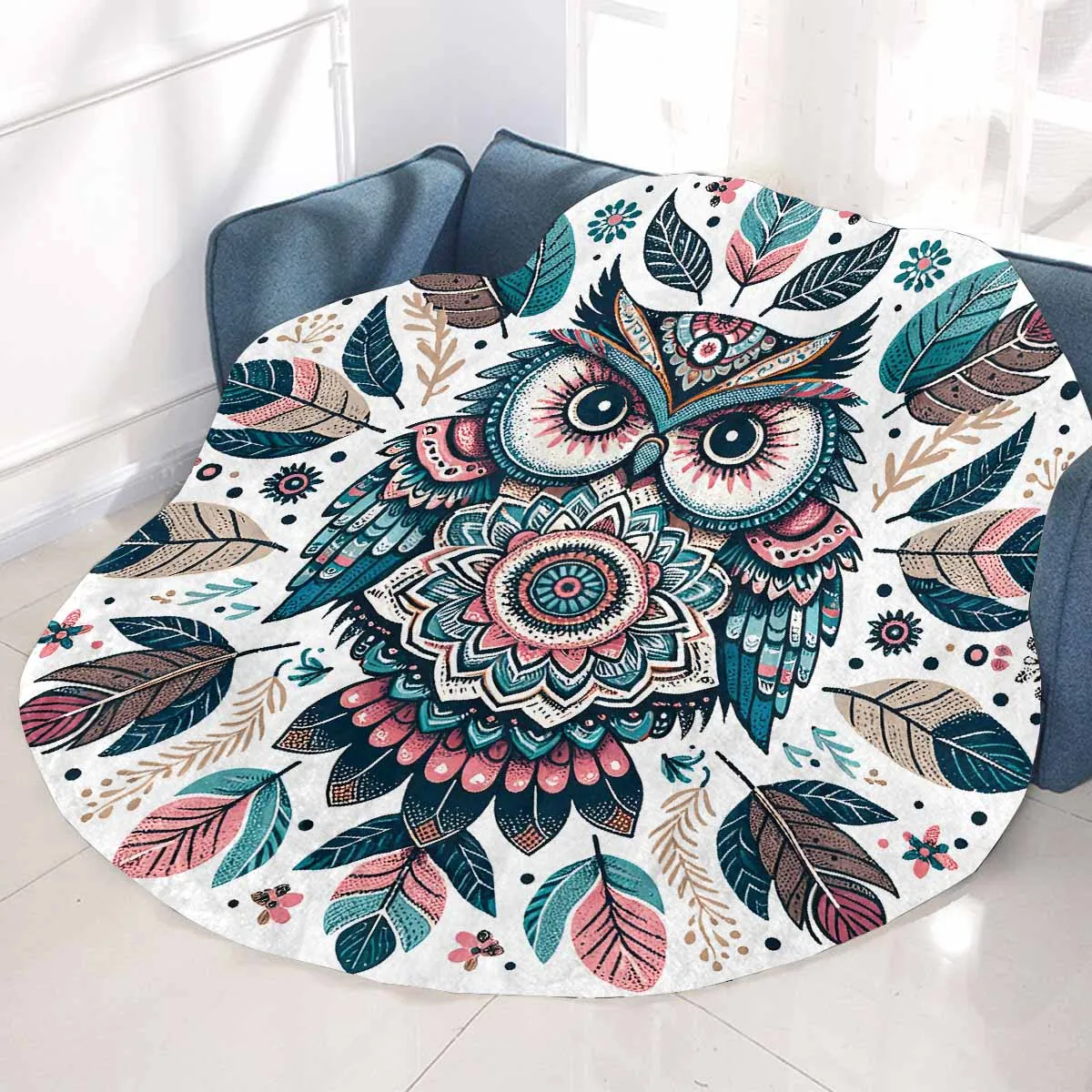 Mandella_Owl_Awd35136  Circular Micro Fleece Blanket 47"