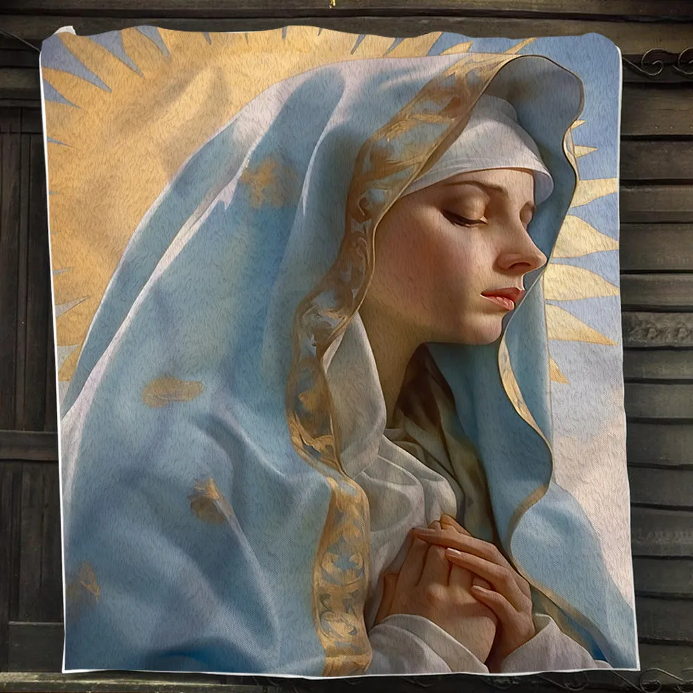 Maria Blessing Christmas, Christians Xmas Fleece Blanket & Sherpa Blanket Gift