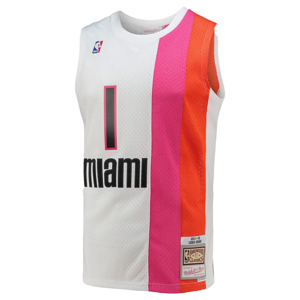 Men's Mitchell & Ness Chris Bosh White Miami Heat 2011-12 Hardwood Classics Swingman Jersey