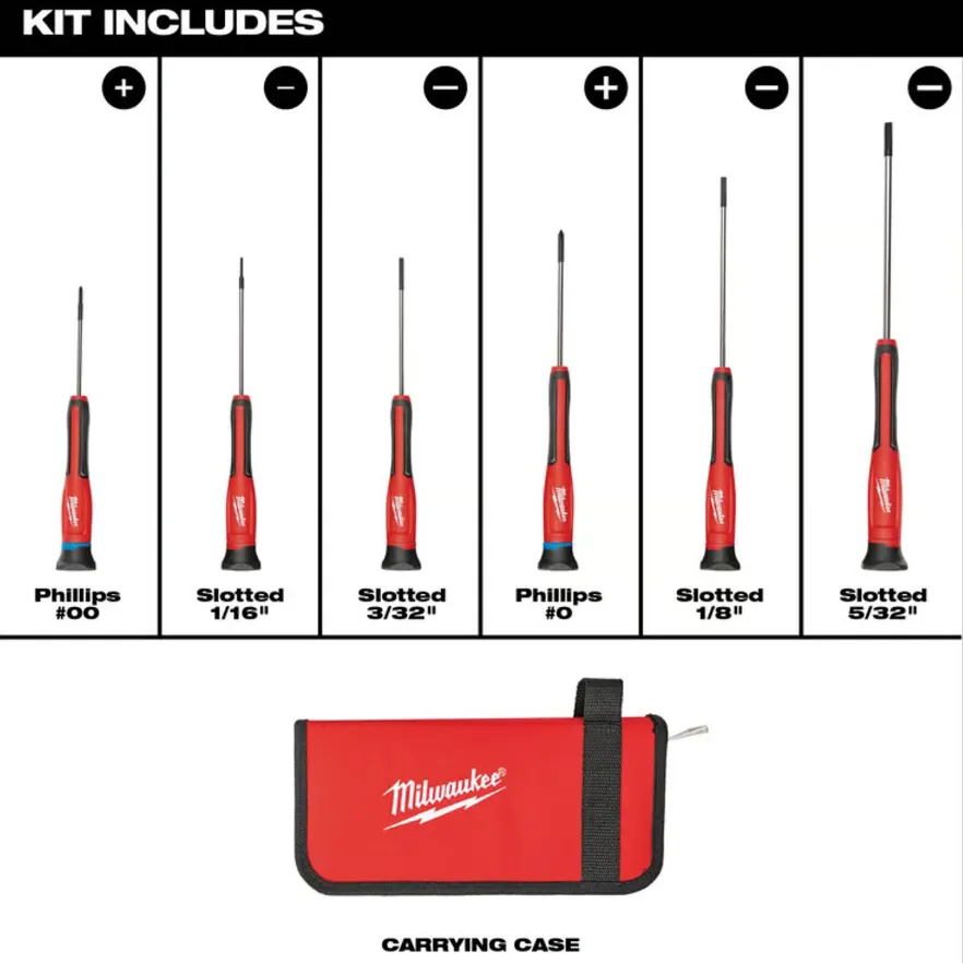 Milwaukee 48-22-2614 Precision Screwdriver Set, 8pc