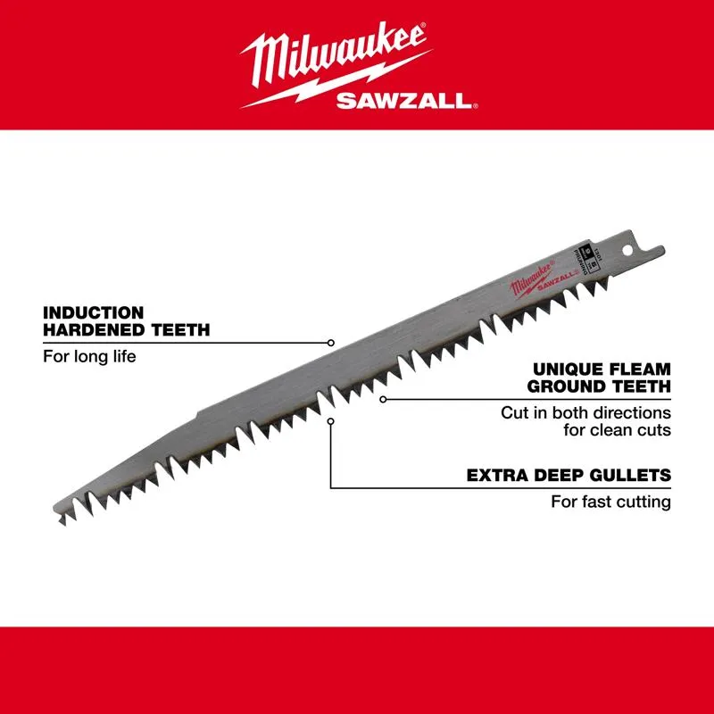 Milwaukee SawZall 12 in. Carbon Steel Pruning Reciprocating Saw Blade 5 TPI 5 pk